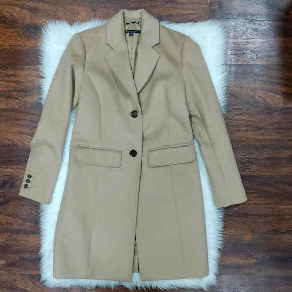 Brooks Brothers Wool Blend Camel Colored Fully Lined Long Overcoat Size 2 - Picture 4 of 15